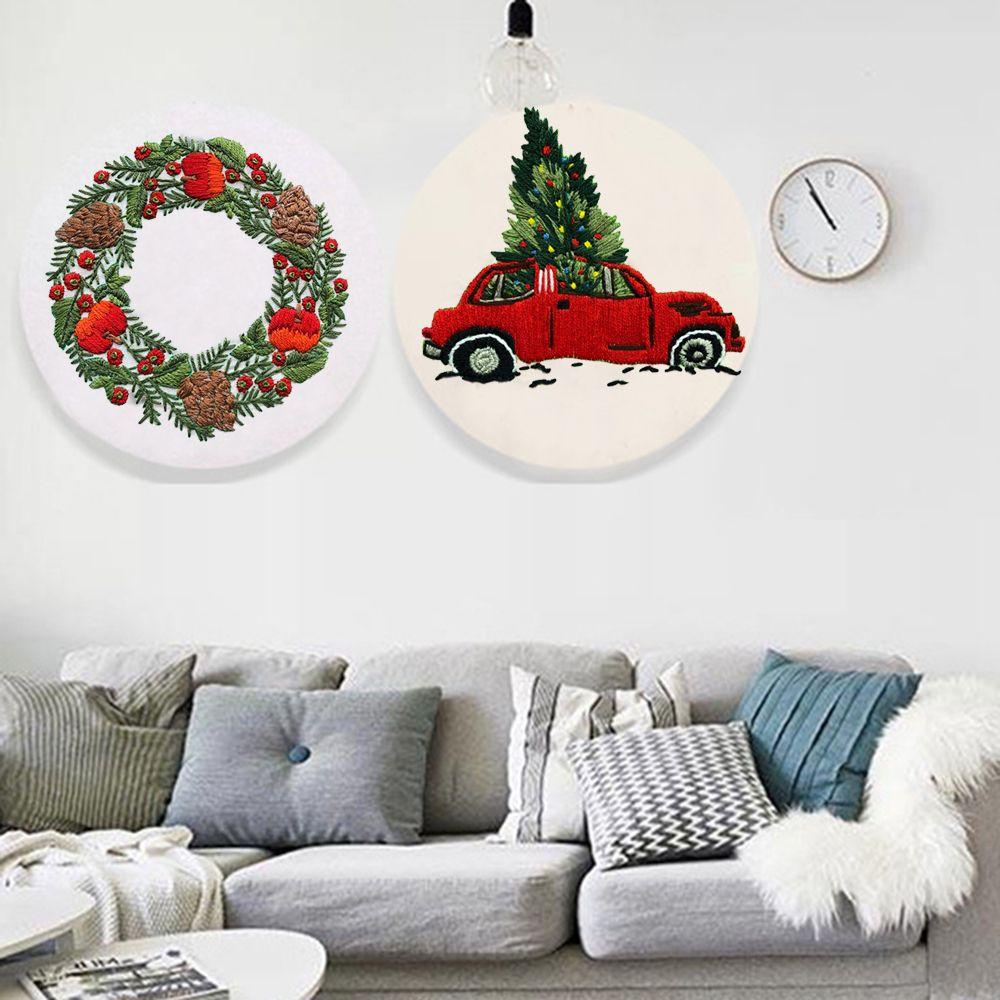 Accessories Xmas Patterns DIY Merry Christmas Cross Stitch Kit Embroidery Hoop Christmas Embroidery