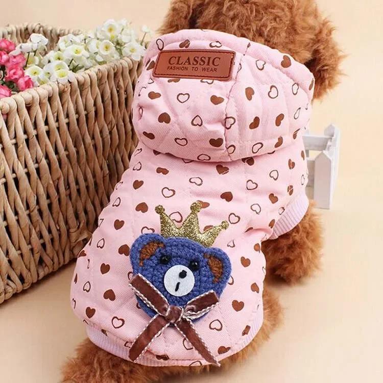 

Winter Dog Pets Clothing Garment Puppy Coat Jacket Warm Dog Clothes Outfit Yorkshire Pomeranian Poodle Bichon Schnauzer Costumes S розовый
