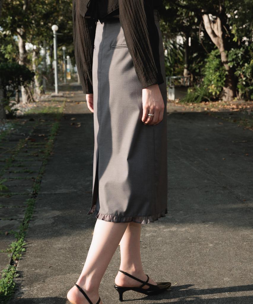 DEHEVE Strap Point Frill Skirt [Gray]