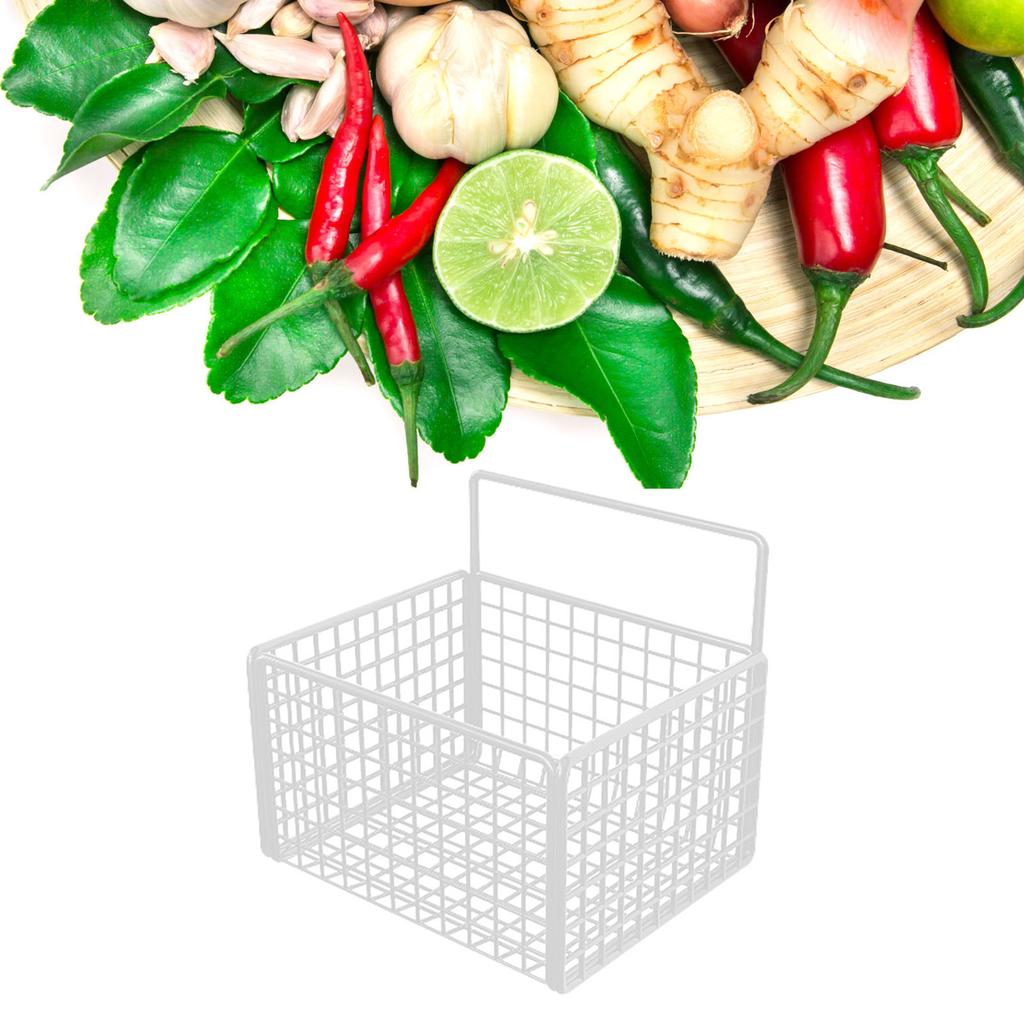 Wall Mounted Storage Basket No Drilling Adhesive Metal Wire Hanging Basket for Kitchen Food Pantry
