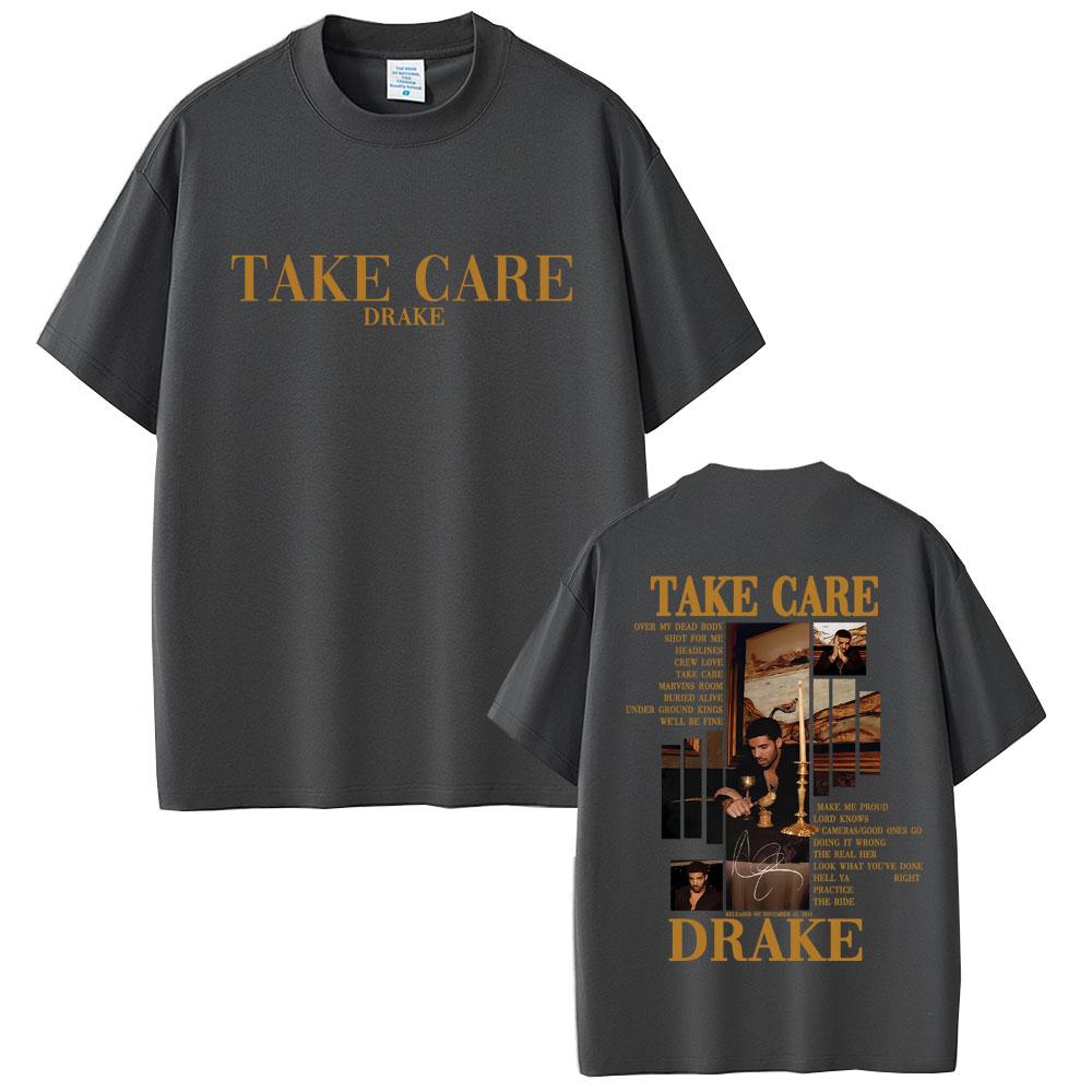 Rapper Drake Take Care Album Graphic T-shirt Men Women Hip Hop Fashion Pop Music Top Casual Cotton Vintage T-Shirt Streetwear