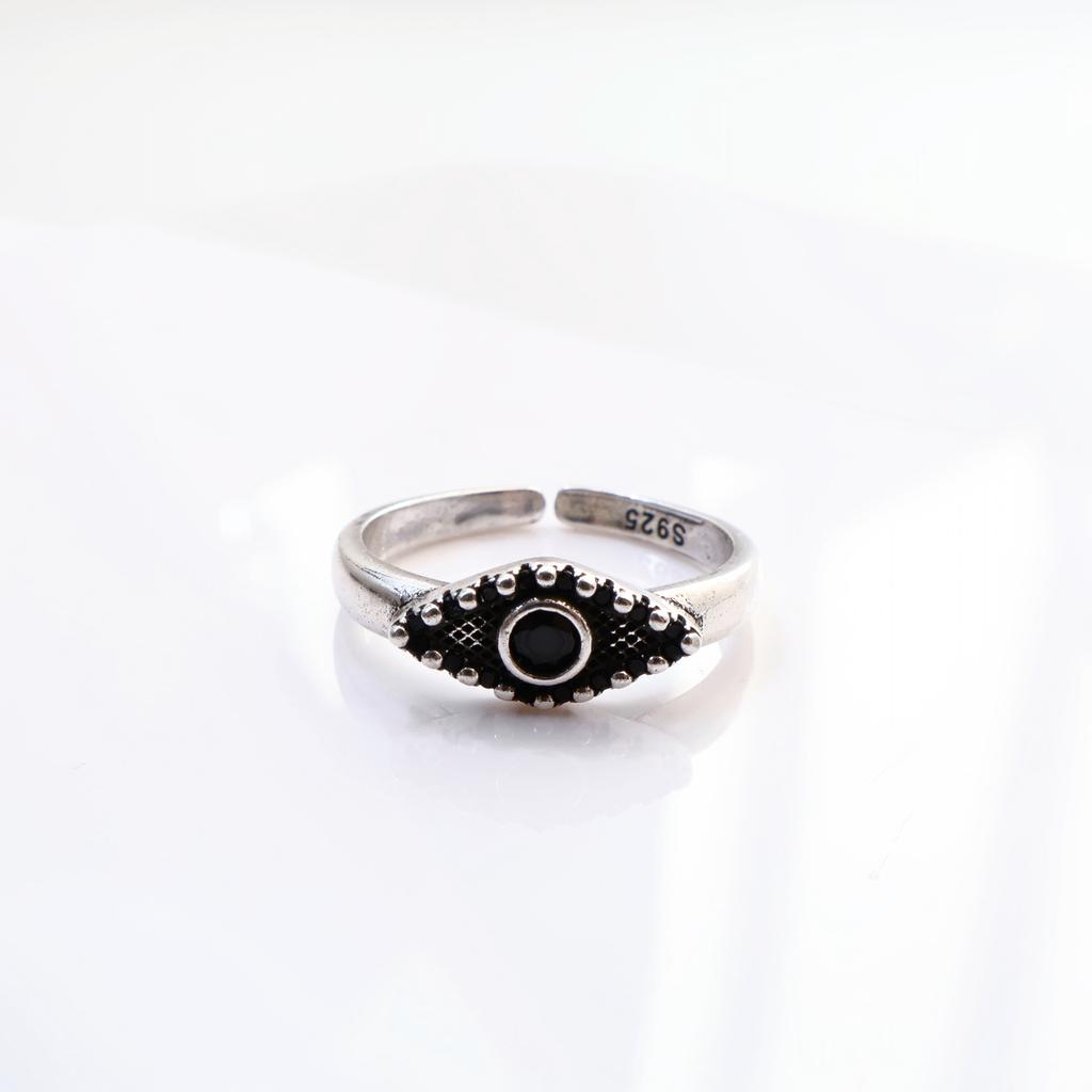 Retro “Weave & Gaze” Adjustable Open Ring For Men Women Gothic Punk Edgy Silver-plated Copper  Couple Accessories Gift