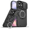 KEYSION 360° Rotating Ring Stand Phone Case for iPhone 17 Silicone+PC Slide Camera Protection Magnetic Shockproof Back Cover
