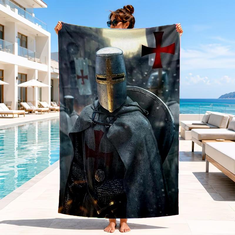 Knightly Valor And Patriotism Beach Towel, Microfiber Beach Towel, Perfect For Pool, Beach, Travel, Home Decor Beach Party Fan gifts