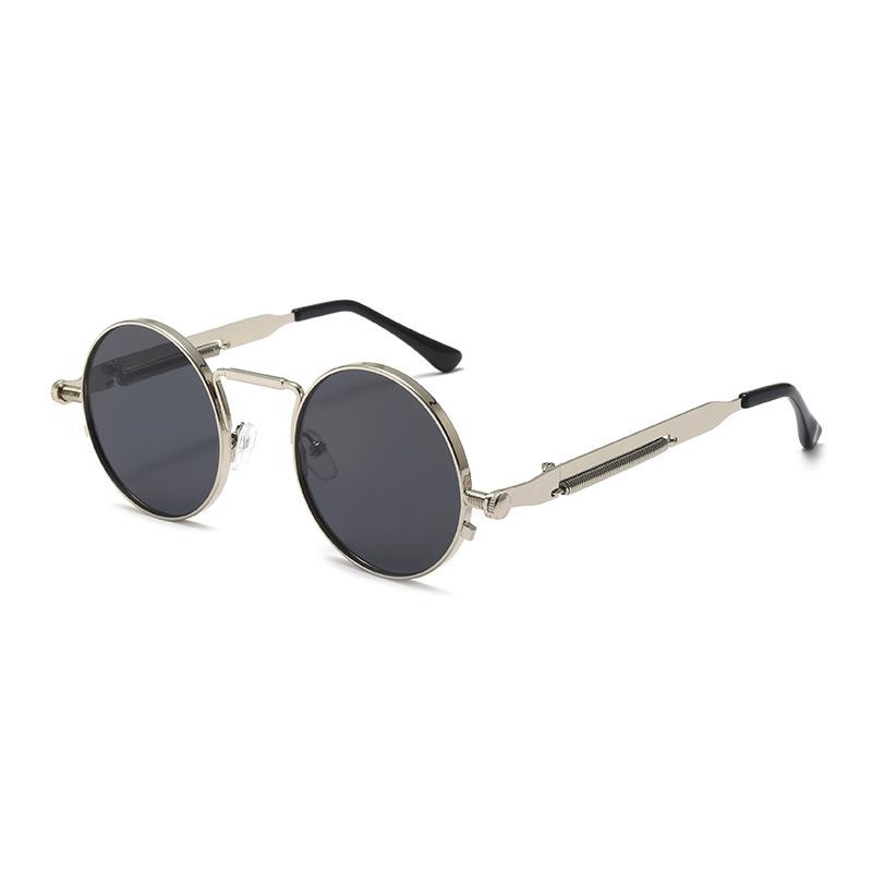 Direct supply spring temple metal too glasses new fashion round steampunk round