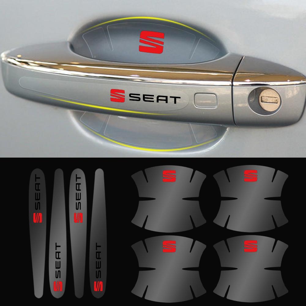 rldf3 Car Door Bowl Handle Protector Stickers Transparent Anti-scratch For Seat FR Ibiza Cupra Leon MK1 MK2 5f E-Racer Ateca Formentor