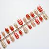 Cat Eye Gold Red Plaid Wearable Nails: Luxury Skin-Whitening Manicure Stickers