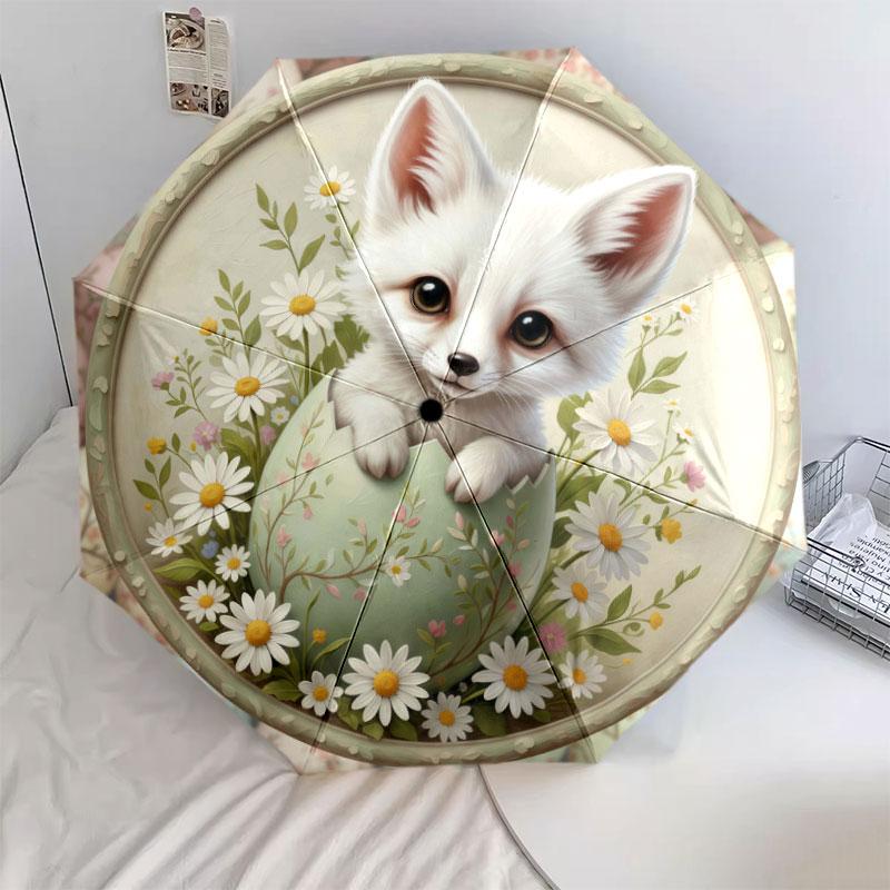 Cute Easteranimals Pattern Pattern New Style Umbrella, 1 Piece Automatic Folding Umbrella, Portable Travel Umbrella, Outdoor Umbrella, Birthday Gift