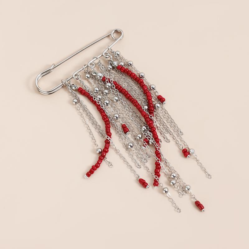 Mode Übertriebene Perlen Perlenbesetzte Fransen Kette Brosche Retro Design Anstecknadel Anhänger Feststecknadel Party Schmuck Zubehör Geschenke