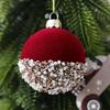Glittering Flocked Christmas Ball Ornaments 12Pieces Rhinestone Decorations for Xmas Tree for Home, Wedding, Party, Fireplace