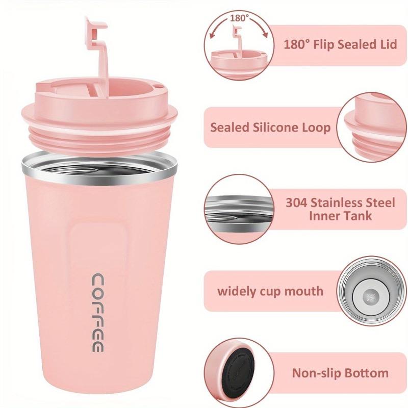 1PC Vacuum Insulated Coffee Travel Cup, Leak-proof Double-layer Stainless Steel Reusable Thermos Cup