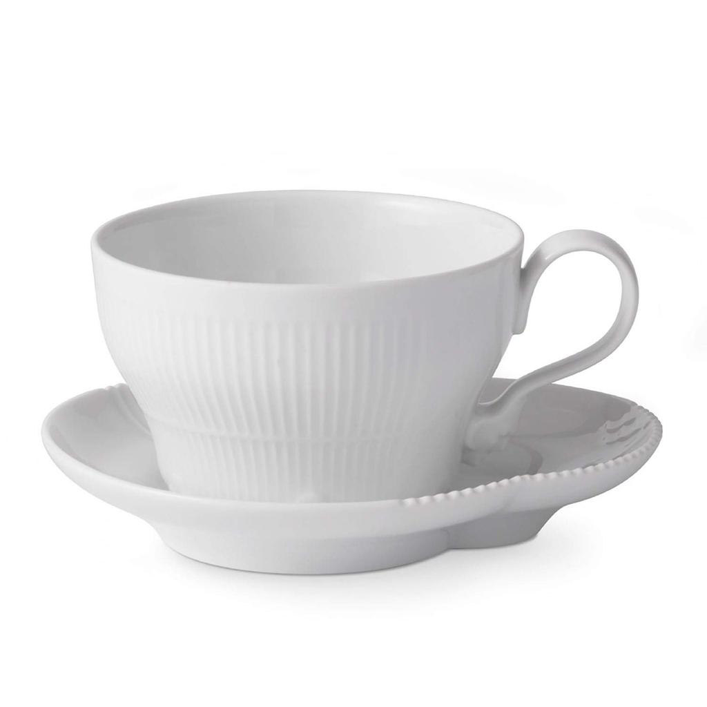 [Officially Imported] Royal Copenhagen White Elements Cup & Saucer 260ml, Wedding Gift, Product Number 1026456