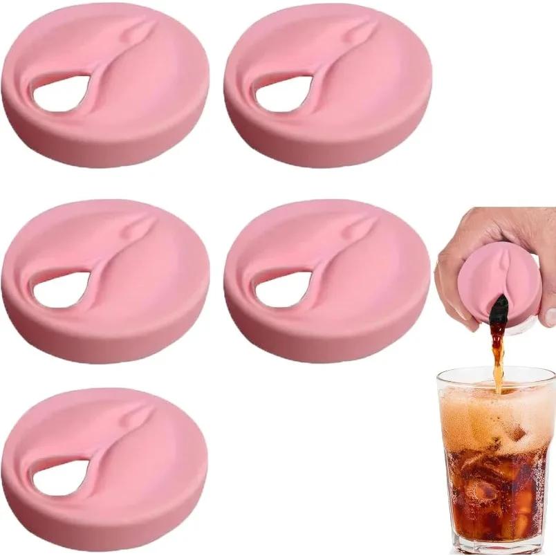 Silicone Spoof Drink Can Sleeve Fits Standard Drink Cans Original Gifts for Stag Parties: Reusable Vagina Shaped Drink Can Lids