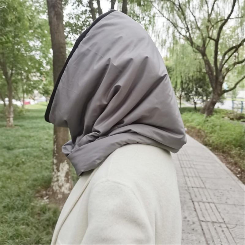 Adult Cotton Headscarf for Outdoor Winter Warm Quilted Hat Hooded Shawl Hat Windproof Puffer Hat Unisex Casual Headwear