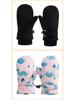 Quick-Drying Waterproof Kids' Ski Gloves with Cartoon Print - Thickened, Plus Velvet for Autumn and Winter