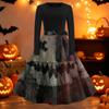 Women's Vintage Halloween Print Round Neck Casual Dress for Everyday Wear
