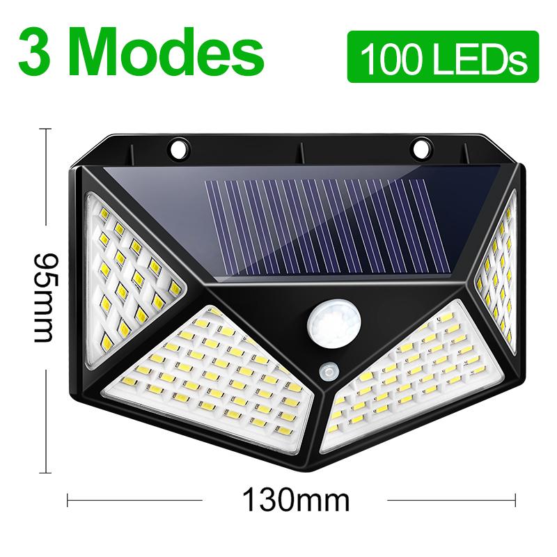 100 LED Solar Light Outdoor Solar Lamp Powered Sunlight Waterproof PIR Motion Sensor Street Night Light for Garden Decoration