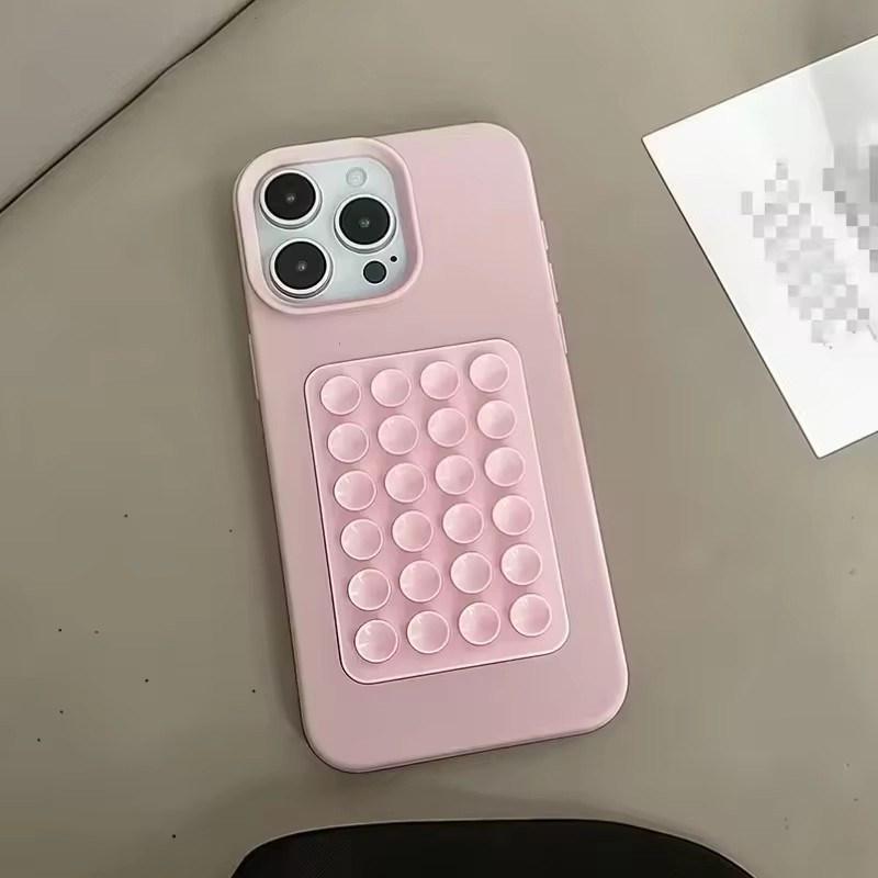 Luxury 3D Suction Cup Stand Litchi Pattern Phone Case For iPhone17 16 15 14 Plus 13 12 11 Pro Max XR X XS Soft Shockproof Cover