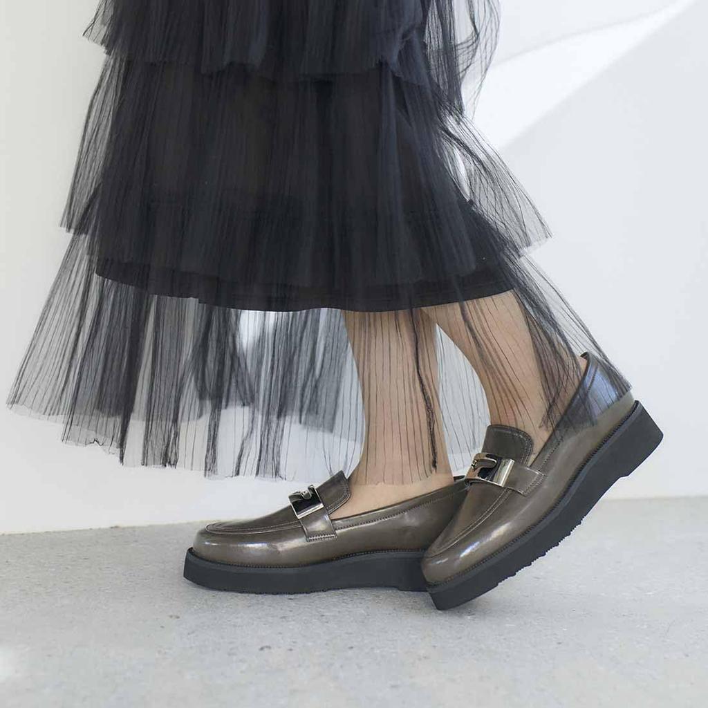 Carino CAWG52015 Women's Loafers, Dark Gray, Size 23.5 Cm