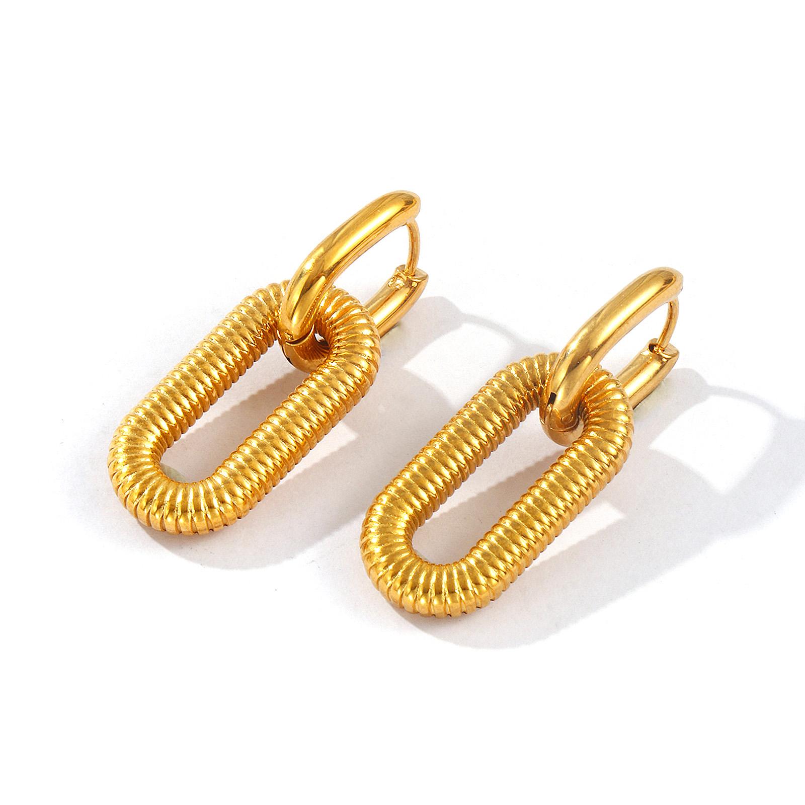 

1 Pair Dainty Exquisite Multicolor 304 Stainless Steel Oval Earrings For Women Gift 3.5cm x 1.3cm, Post/ Wire Size:1mm(18 gauge)