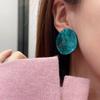 French Vintage Sparkling Green Mermaid Ji Oval Irregular Geometric Round Exaggerated Personality Stud Earrings Non-Fading Female