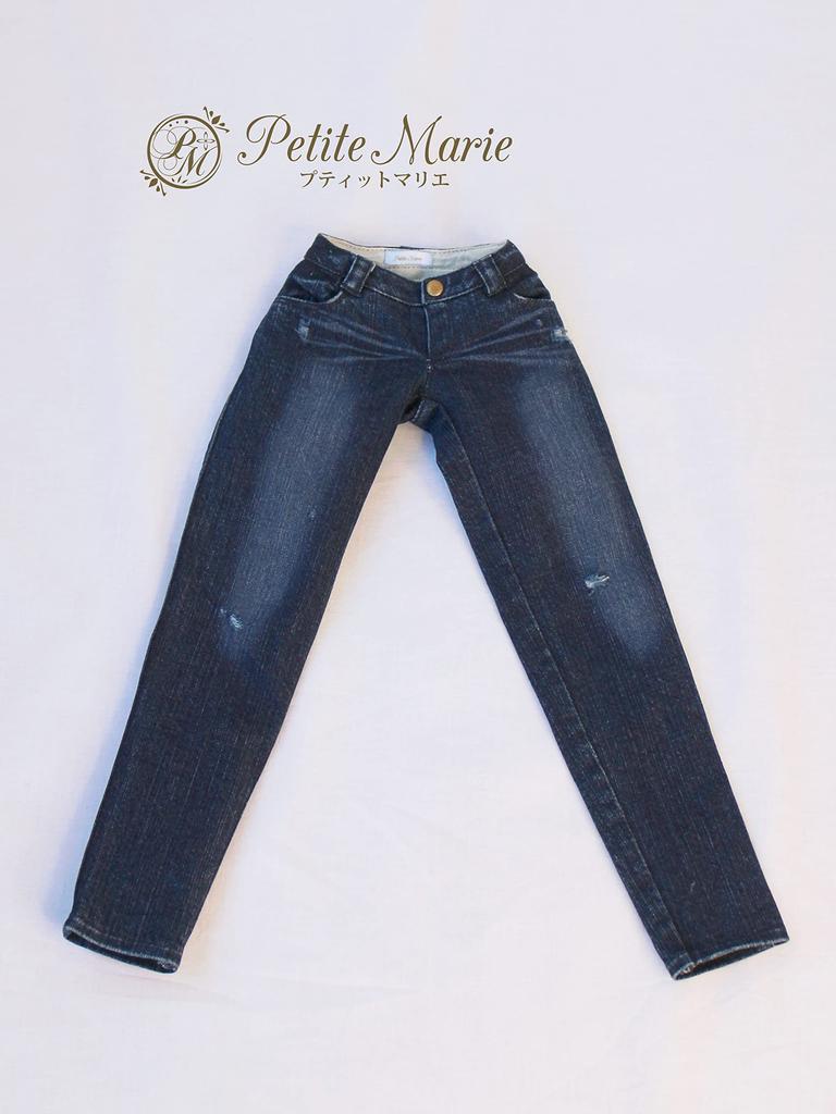 [Petite Marie] 13 DDS Compatible Okayama Processed Distressed Boyfriend Jeans Indigo Blue KOJIMA Processed Jeans Distressed Low Rise Rolled Up