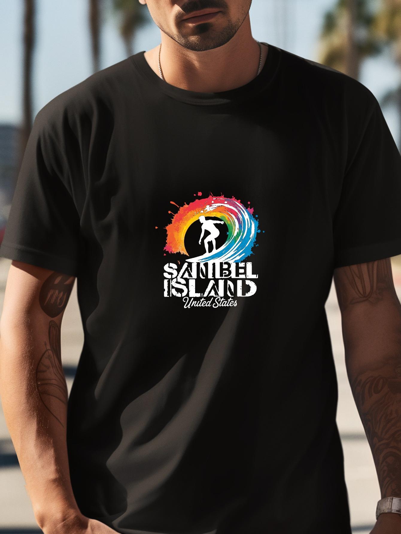 Navy Blue T-shirt - Soft Breathable Cotton Blend Tee with Surfboard Graphic L