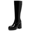 Stivali Alti al Ginocchio Neri Bianchi Rossi Donna Platform Inverno Autunno Scarpe da Donna Sexy Vernice Stivali Lunghi da Donna Taglia Grande 45
