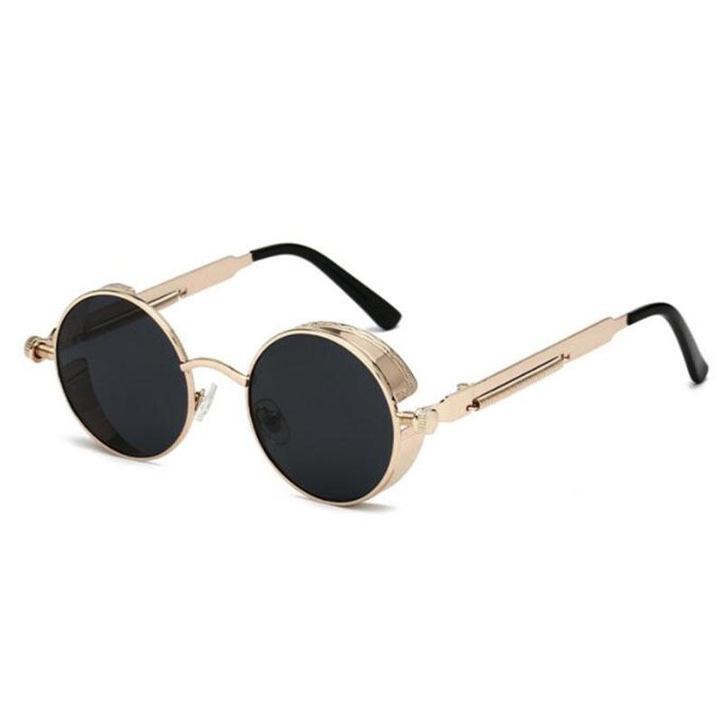 Metal Round Sunglasses Gothic Steampunk Shield Eyewear Shades Reading Prescription Sun Eyeglasses +0.5 +1.0 +2.0 To +6.0