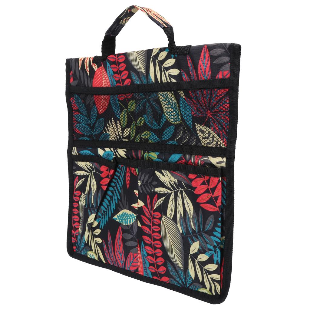Banco Acolchoado Portátil Oxford para Jardim com Bolsa de Ferramentas Carrinho de Trabalho ao Ar Livre Bolsas Organizadoras Penduráveis Folhas Vermelhas