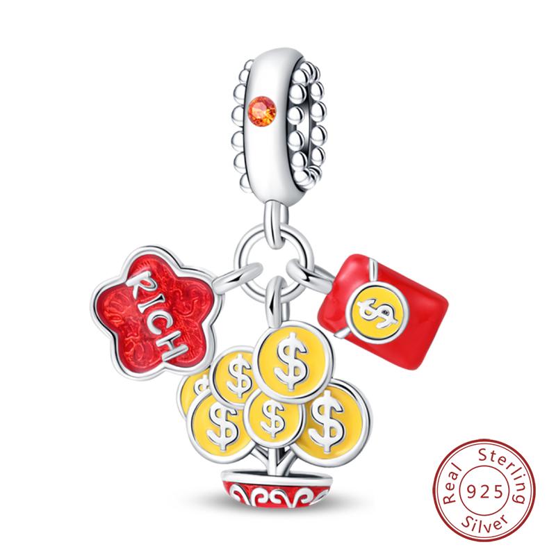 New Year Series Copper Lucky Cat God Of Wealth Lion Dance Koi Fish Charms Beads 3Mm Diy Jewelry Gifts