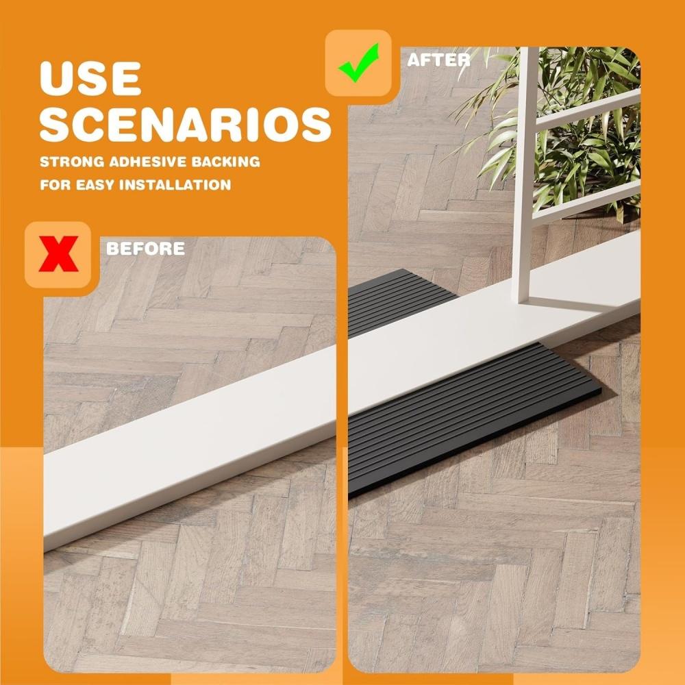 1pc0.9mX5cm/7.5cm Self-Adhesive Ramp Mat Multi-Purpose Floor Transition Strip Easy Install Non-Slip Doorway Threshold Ram Home