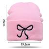 Y2K Bow Embroidered Knitted Hat Autumn And Winter Warm Women Beanies Cap Korean Fashion Solid Color Female Girls Skullcap Bonnet