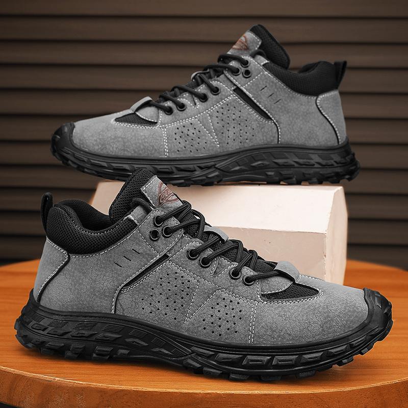 

Мужская повседневная обувь среднего размера из коровьей кожи для походов на открытом воздухе, размеры 39–46 39 серый