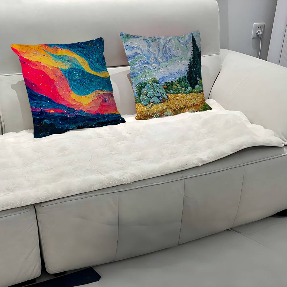 Van Gogh Famous Painting Pillowcase Toon Gift Cushion Cover Bedroom Home Sofa Chair Seat Decor Pillow Case
