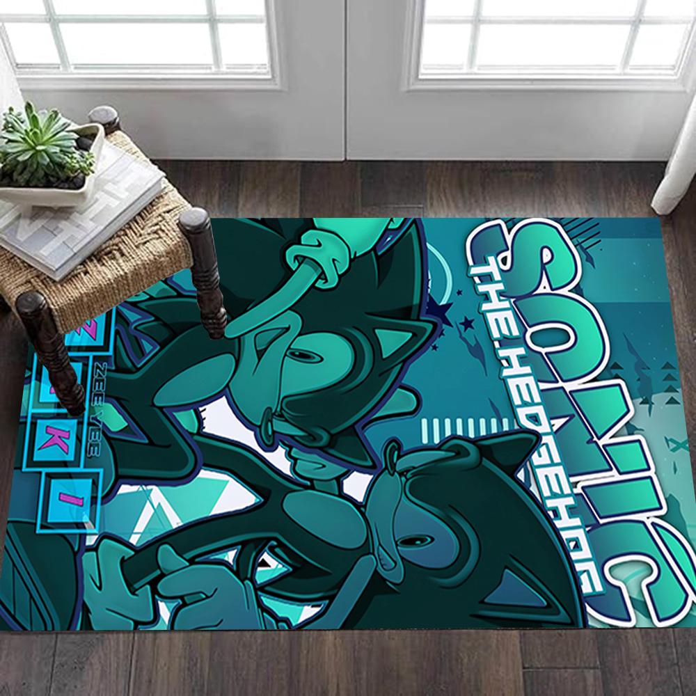 Sonic The Hedgehog Comic Art Print Decoration,Carpet,Living Room,Bedroom, Non-slip,Square rug