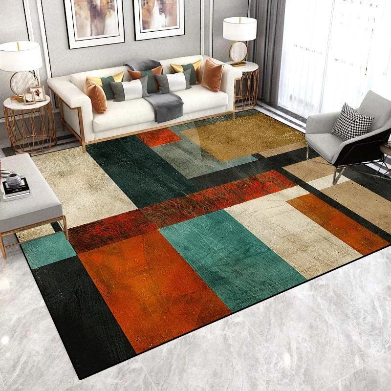Teppiche im abstrakten Stil für Wohnzimmer Nordische leichte Luxusdekoration Leicht zu reinigende Teppiche Rutschfeste Sofa-Bereich Schlafzimmer Bodenmatten