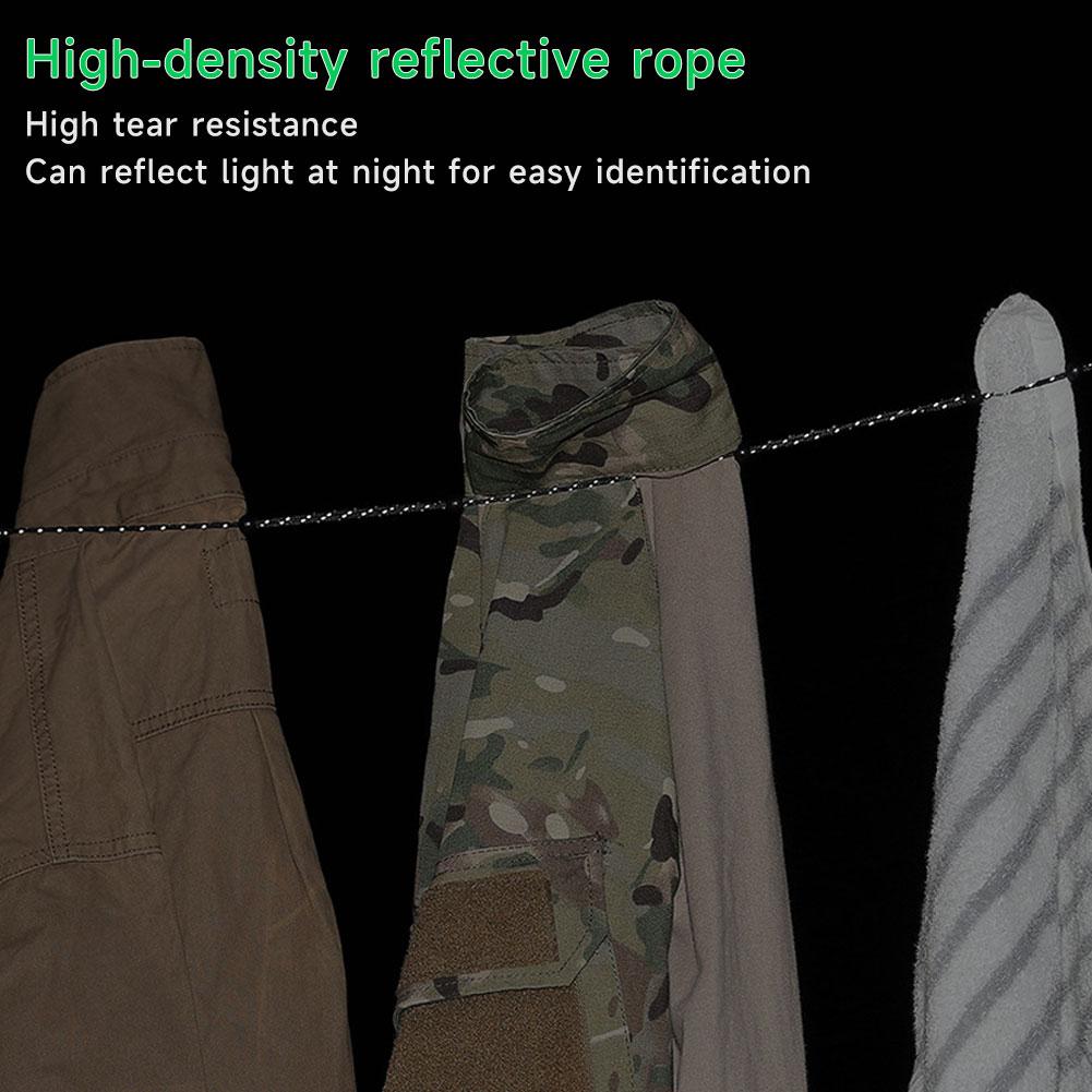 3M Portable Hanger-free Reflective Windproof Adjustable Storage Rope Outdoor Bead-type Cothesline For Outdoor Camping Hiking