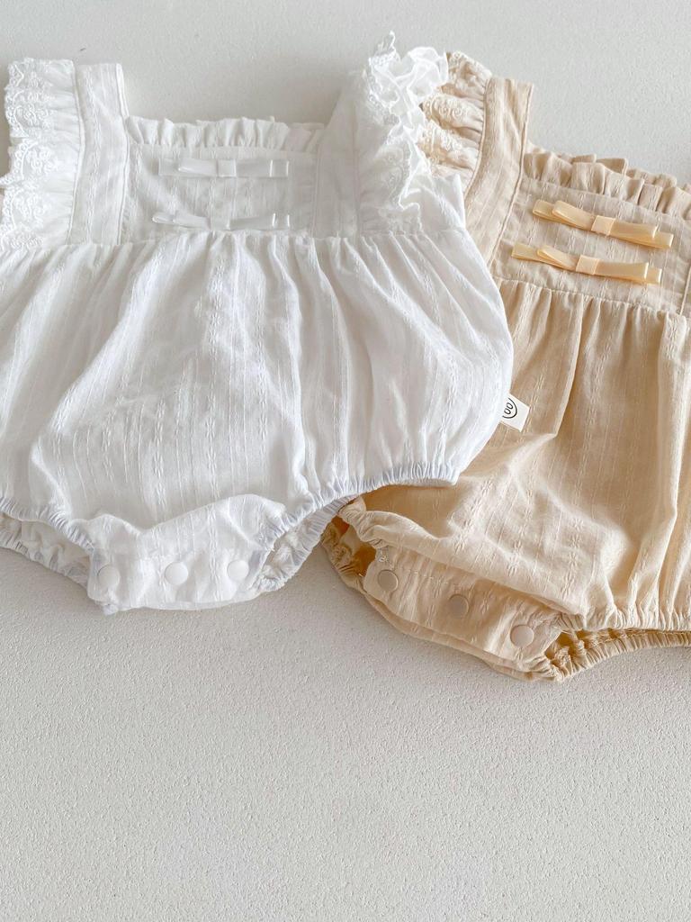 Summer Princess Short Sleeve Romper for Baby Girls - Lightweight and Fashionable Crawling Outfit