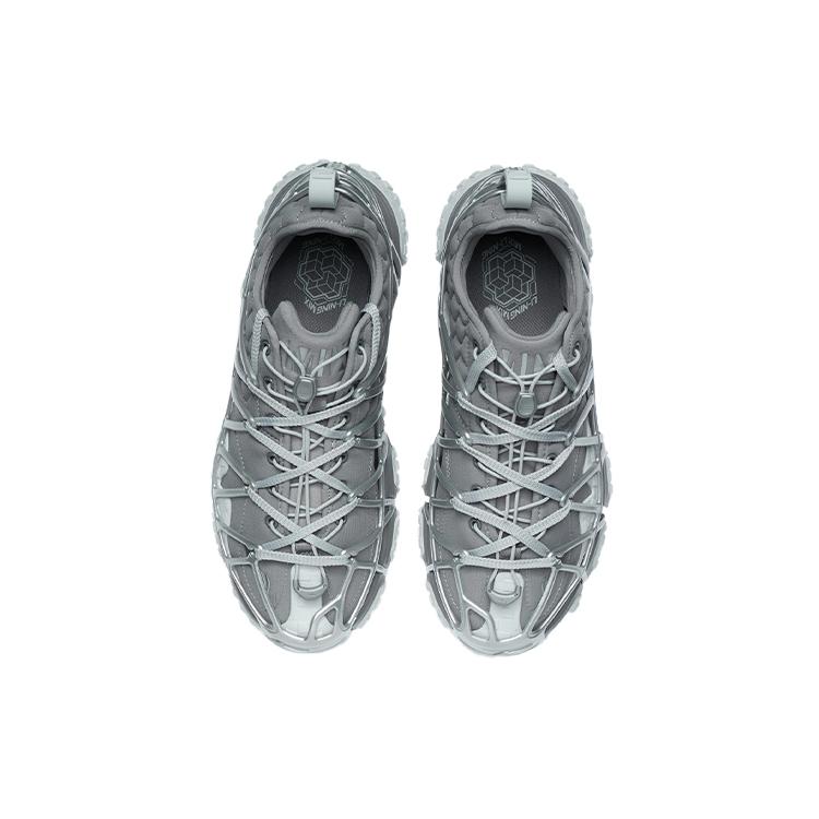 New LiNing Cushioning Anti Slip Wear Resistant Coverage Support Lightweight Low Top Running Shoes Men's Shark Gray ARYR013-2