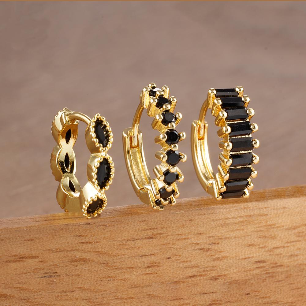 

3PCS Dainty Stainless Steel Horse Eye Zircon Round Small Hoop Earrings Set For Women Fashion Huggie Women s Jewelry pendientes