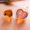 Glass Coffee Mug Cup Heart Love Shape Double Wall Drinking Tea Milk Juice Water Glasses Heat Resistant Drinkware Set Lover Gift