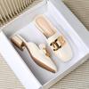 New Women Shoes Modern Leather Slipper Summer Girl Patent Leather Slides High Heels Sandals