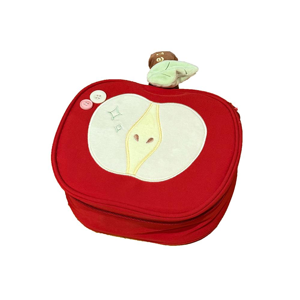 New Cute Red Apple Cosmetic Bag Creative Appearance Large Capacity Handheld Storage Pouch Stationery Organizer Gift Makeup Bags