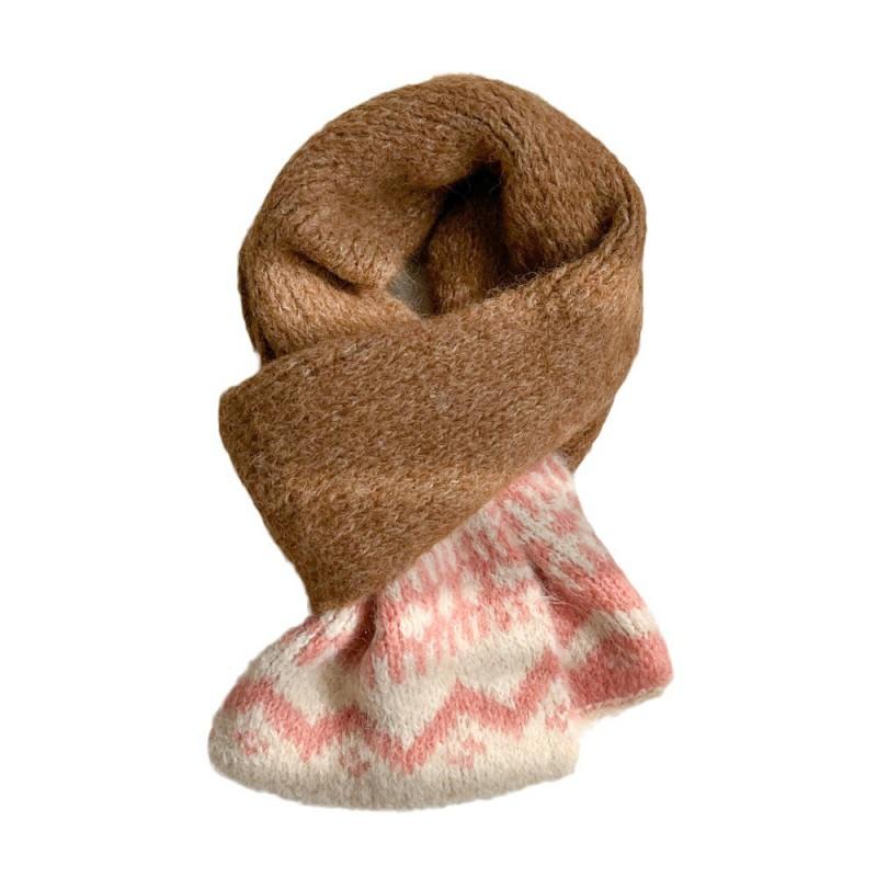 Womens Winter Fair Isle Knit Scarf Wool Blend Warm Long Neck Wrap In Retro Style