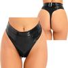 Women's Thong Wet Look Patent Leather Rave Bottoms Shiny High Waisted Panties for Festival Clubwear Dancing