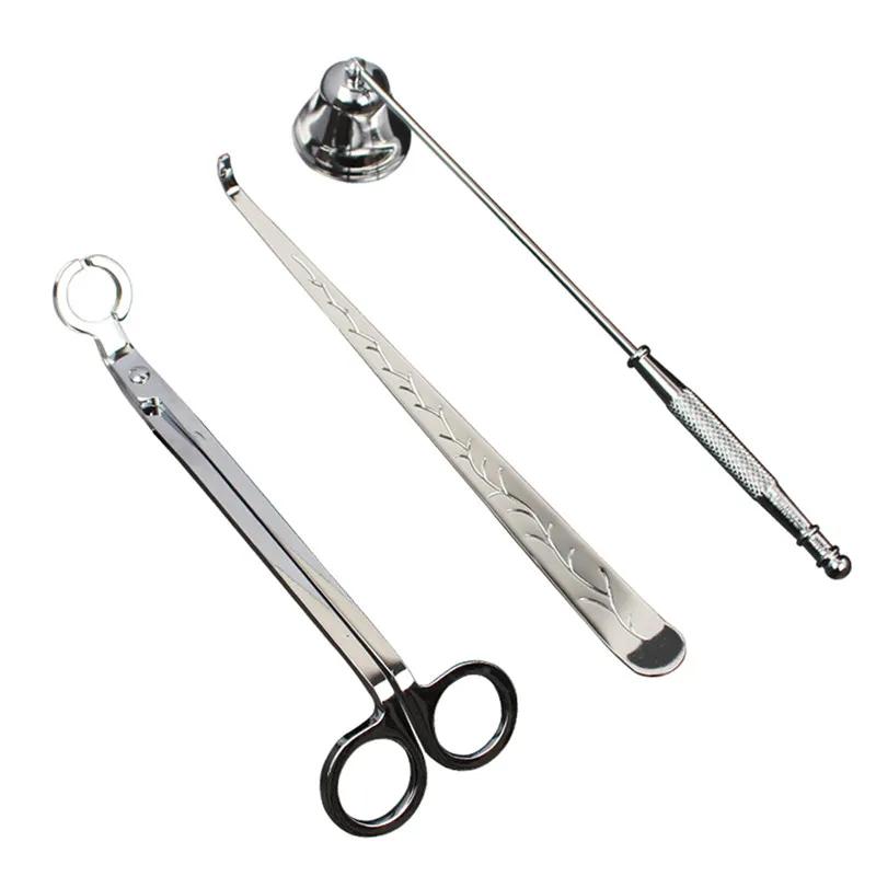 3PCS Wick Trimmer Home Care Modern Candle Tool Set Tray Rustproof Lovers Gift Snuffer Stainless Steel Portable Accessories