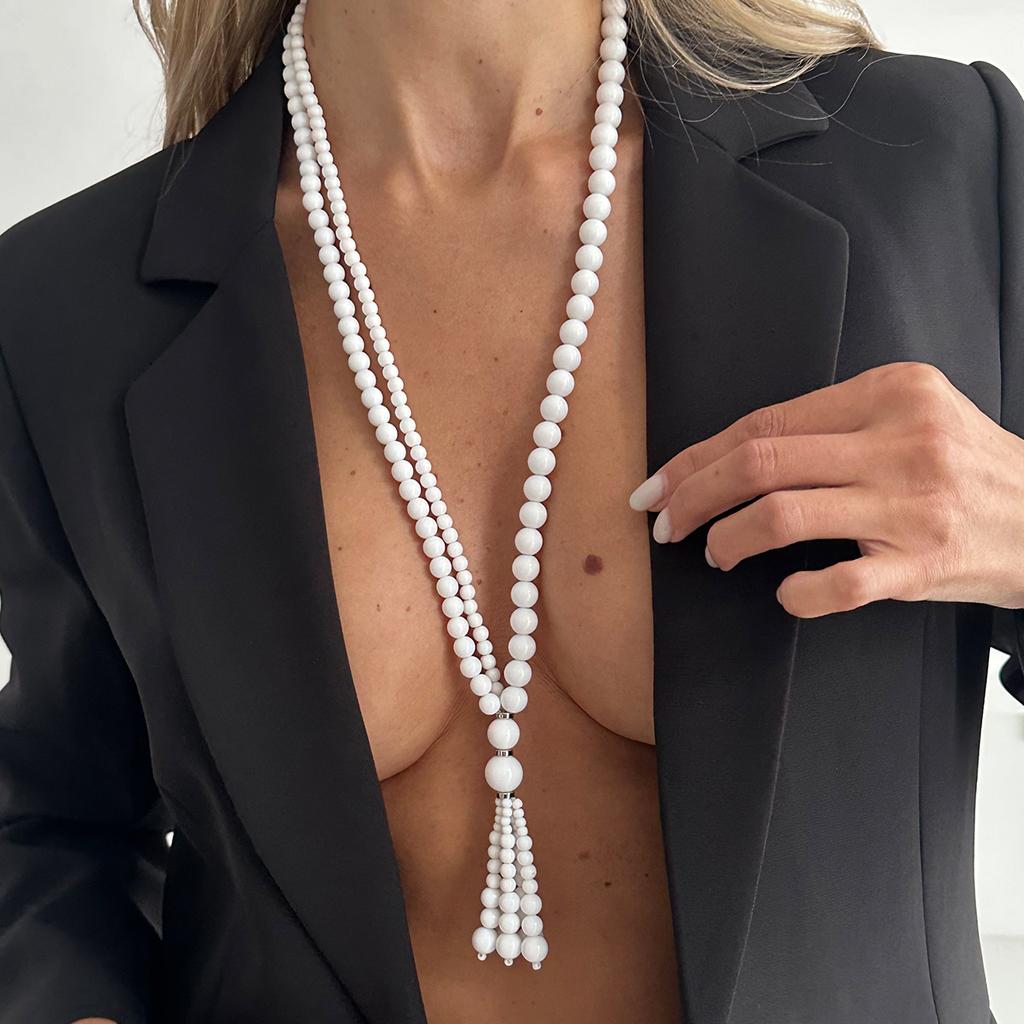 Ingemark Vintage Simple Acrylic Beads Long Necklaces for Women Trendy CCB Sweater Pendant Neck Accessories New Year Jewellery