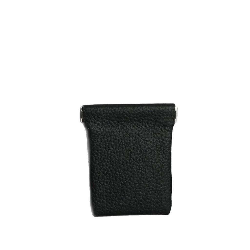 Top Layer Cowhide Earphone & Data Cable Storage Bag with Card Holder & Spring Clip Coin Purse