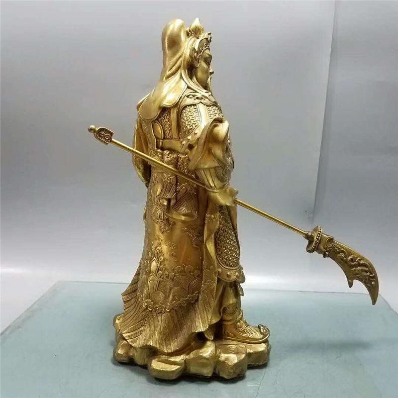 Messing Marsgott Gong Figur Schwert Er Ye Guan Yu Statue Heimdekoration Kupferhandwerk